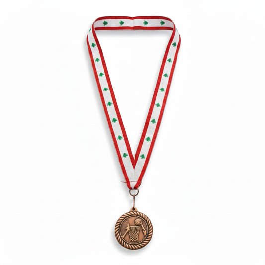 Medal Basketball Bronze with Cedar Tree Ribbon