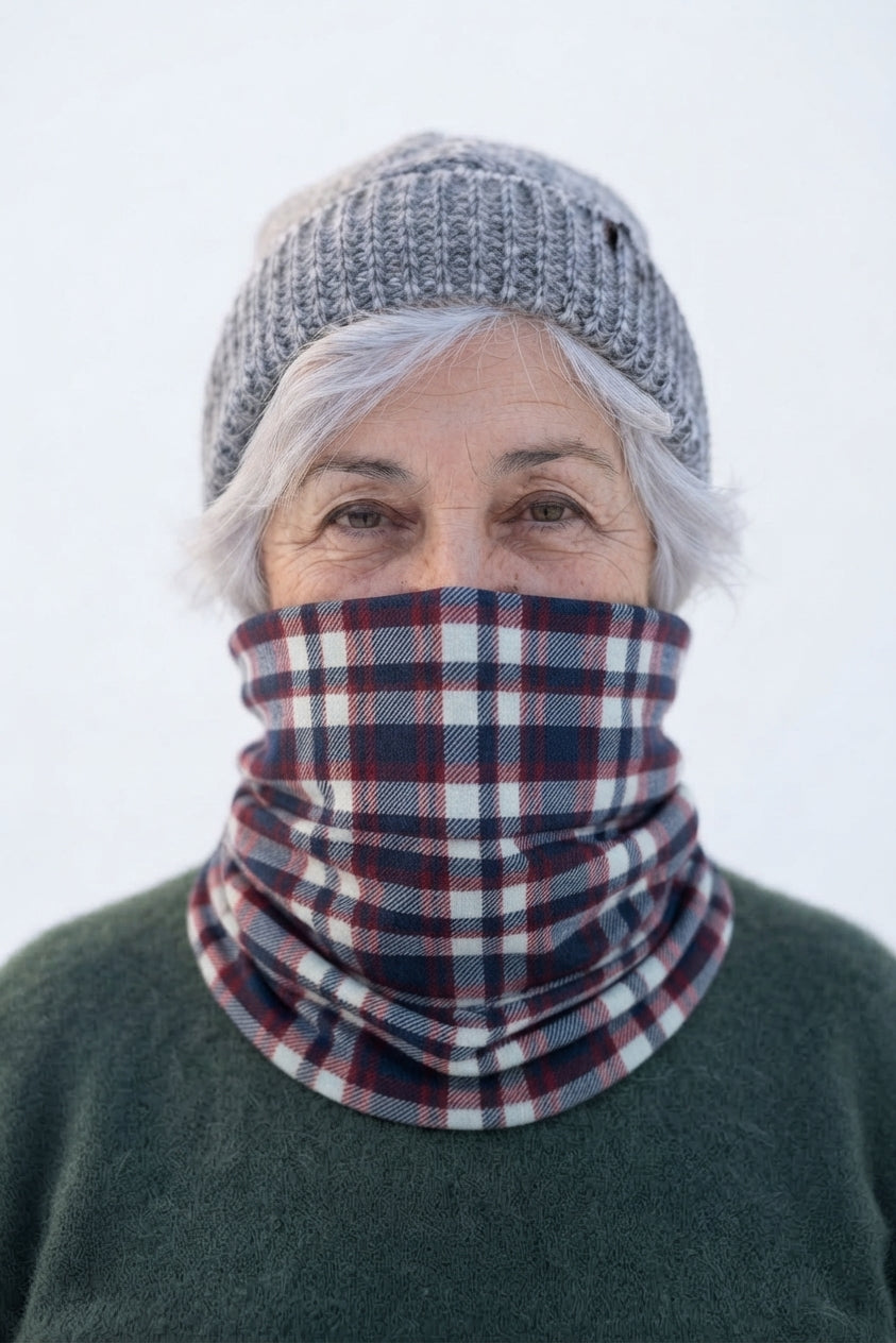 Functional Headgear - Coton Lycra Carreau Bordeau/White