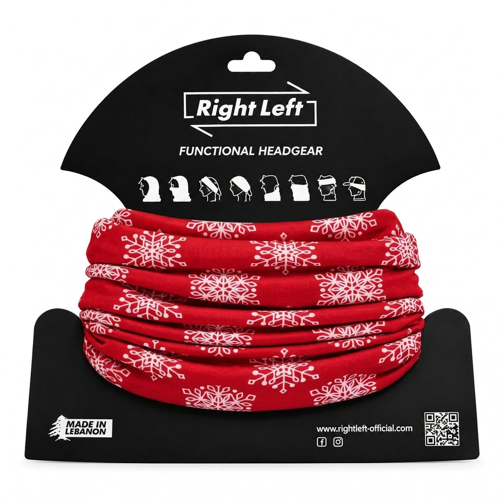 Functional Headgear - Lycra Snowflake Red