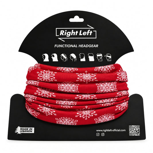 Functional Headgear - Lycra Snowflake Red