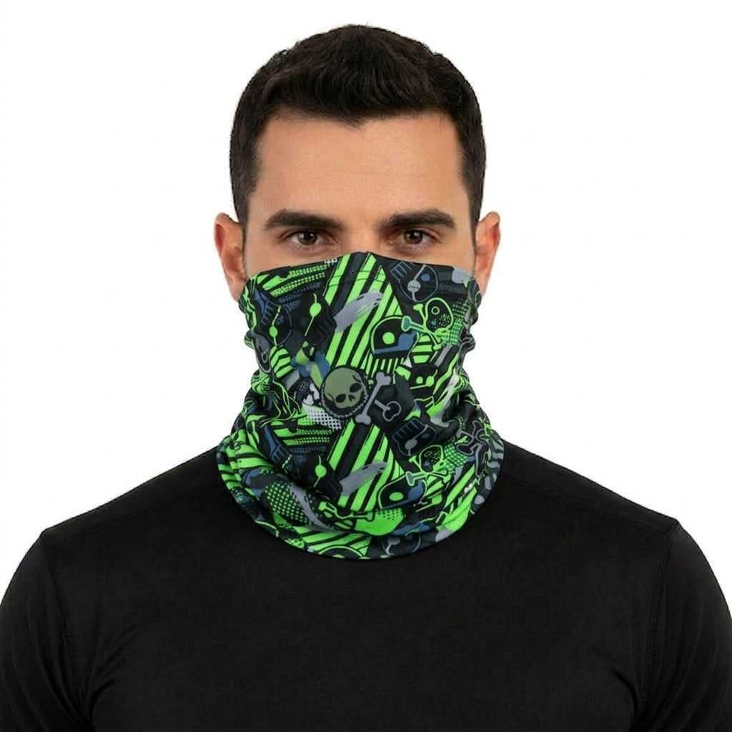 Functional Headgear - Lycra Skull Green