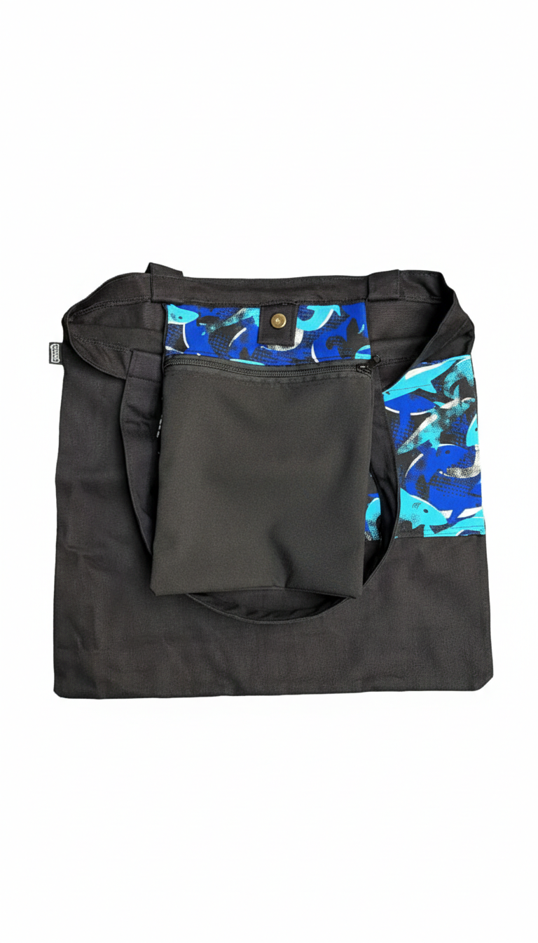 Tote Bag Black Fish/Shark Blue
