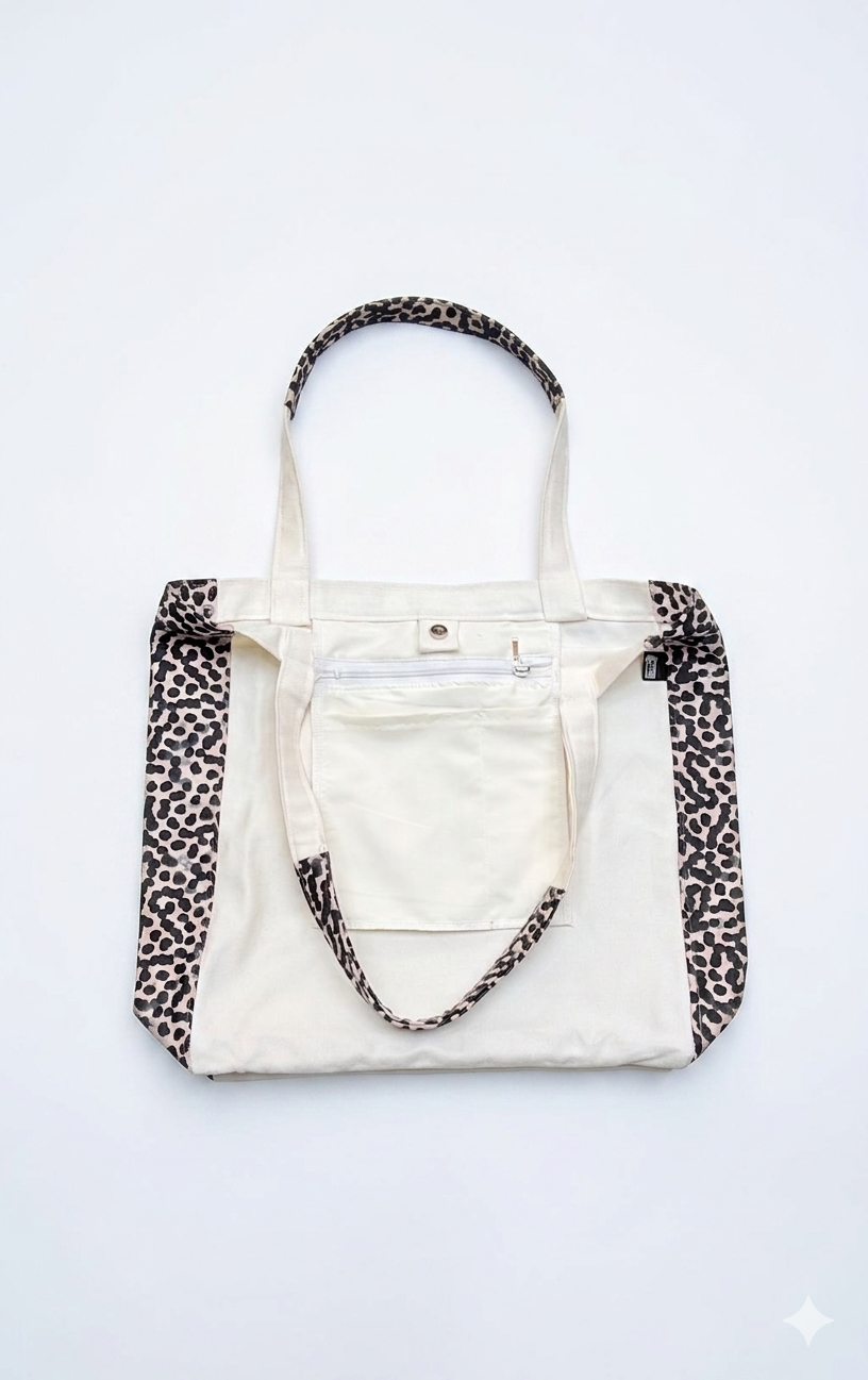 Tote Bag Off/White Beige/Black Design