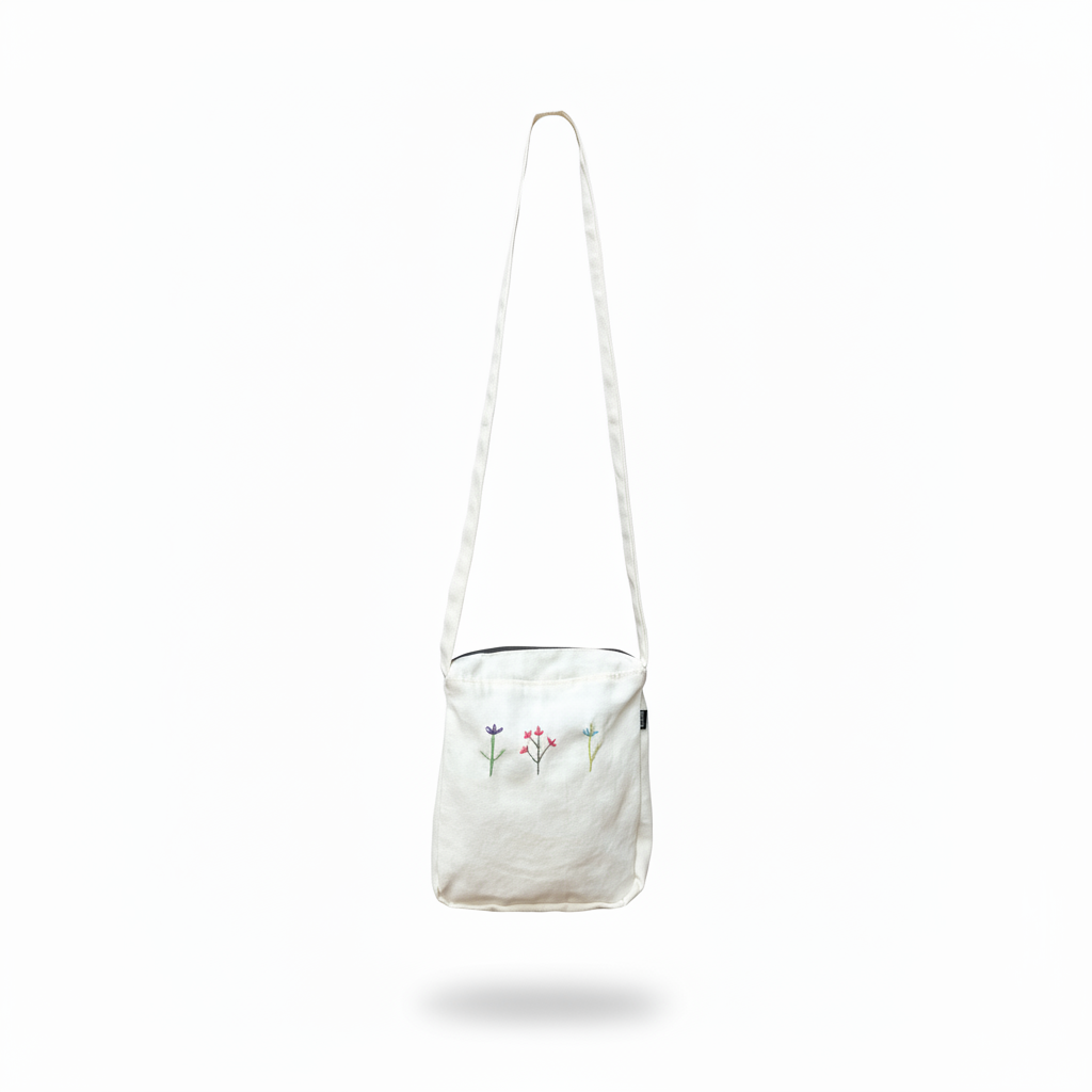 Crossbody bag White Three Flowers