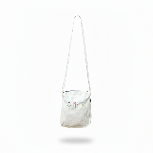 Crossbody bag White Three Flowers