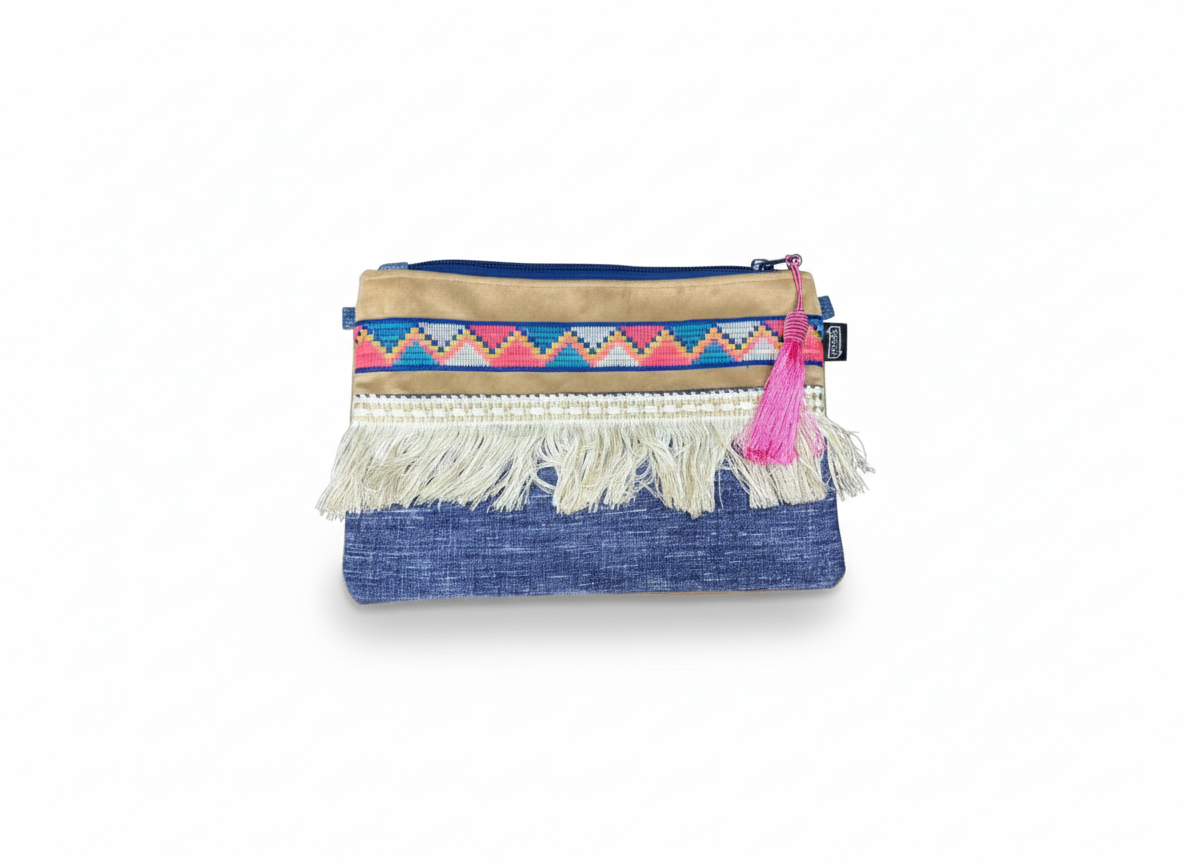 Crossbody bag Blue Multicolor Embroidery