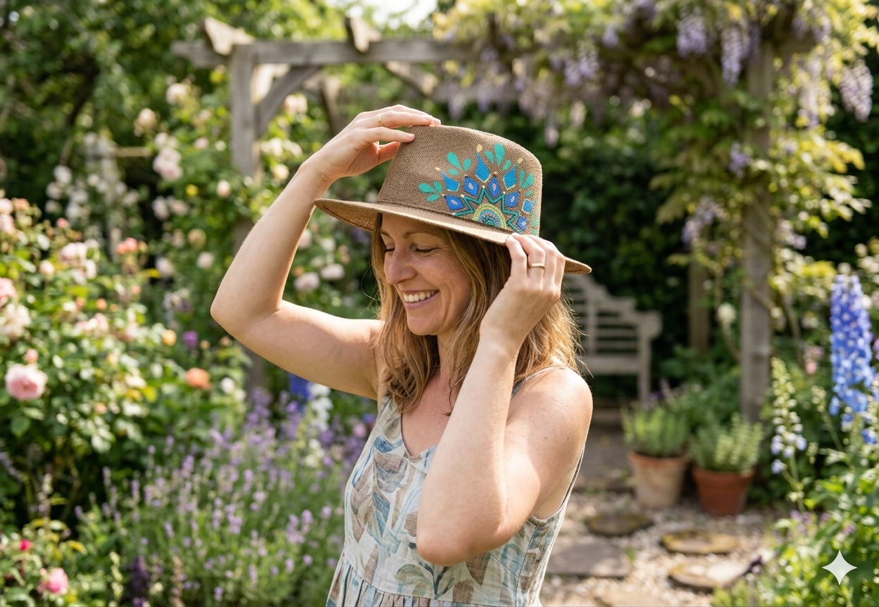 Hat Painted Fedora Mandala Crown