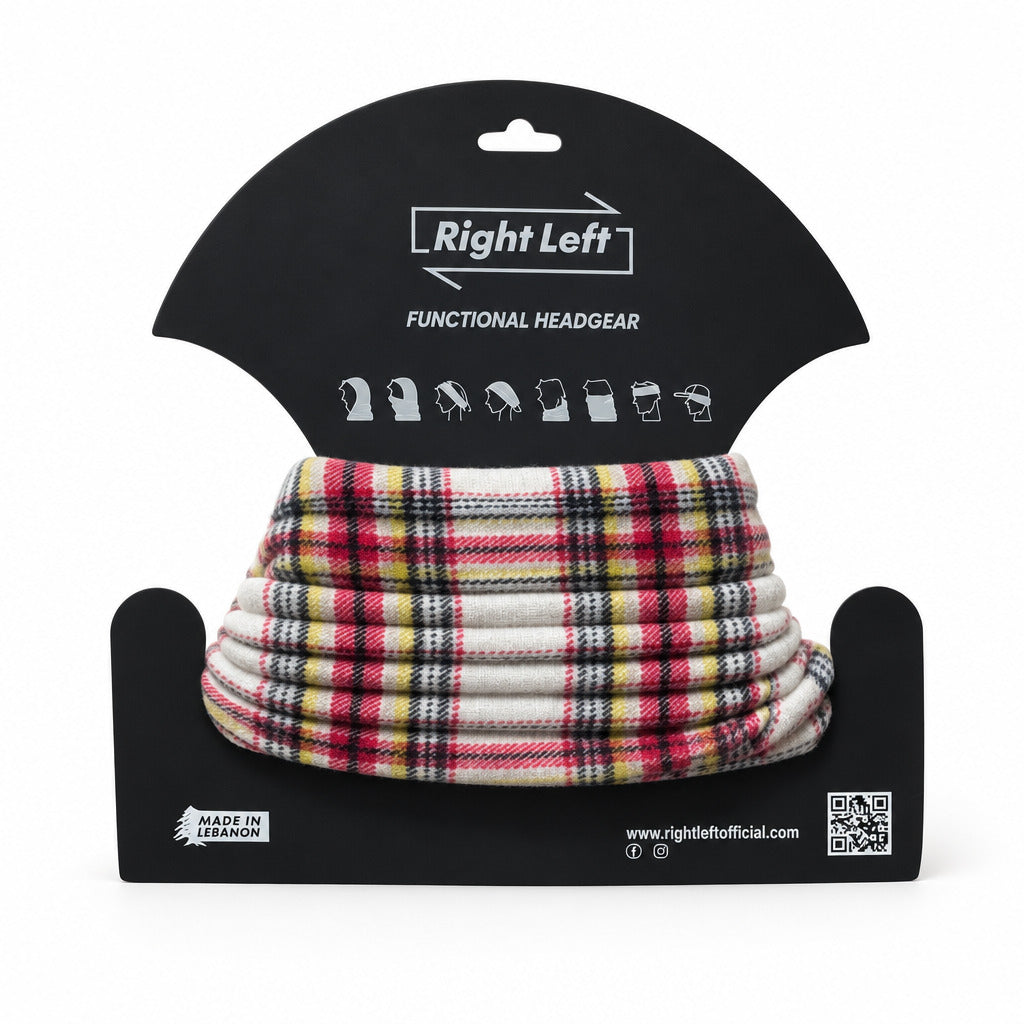 Functional Headgear - Fleece Carreau White/Fushia Black