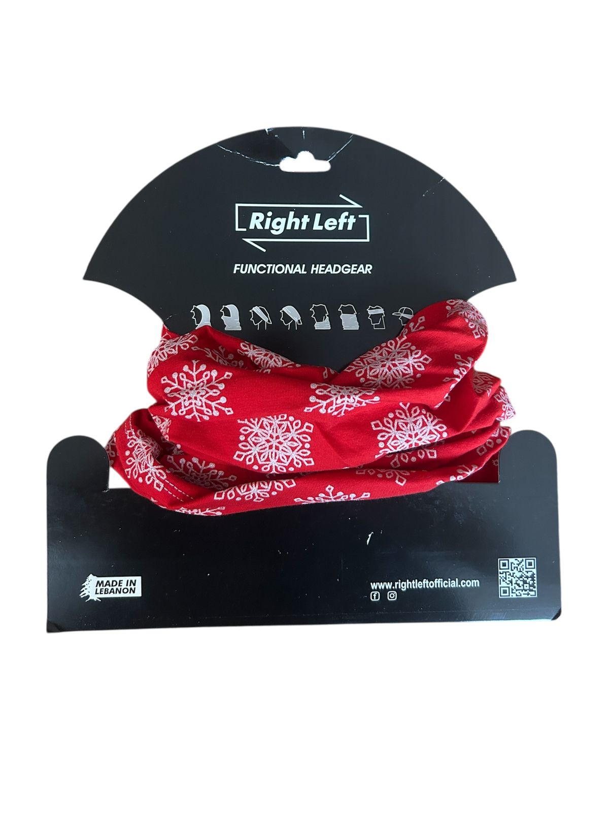 Functional Headgear - Fleece Snowflake Red