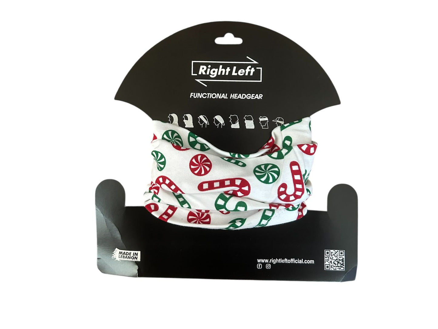 Functional Headgear - Fleece Candy Cane White