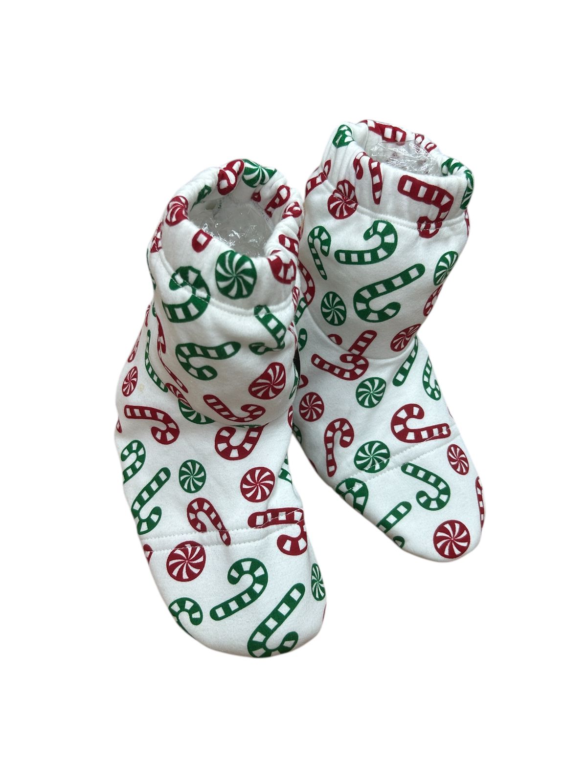 Fluffy Candy Cane Slippers White