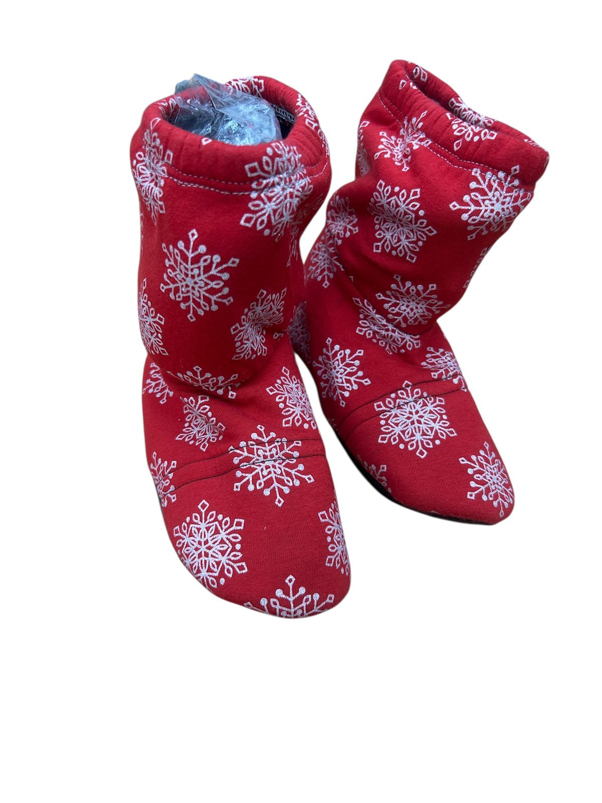 Fluffy Snowflake Slippers Red