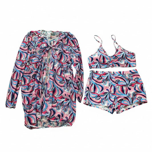 Swimsuit (Maillot) Three-Pieces Blue/Pink/Violet