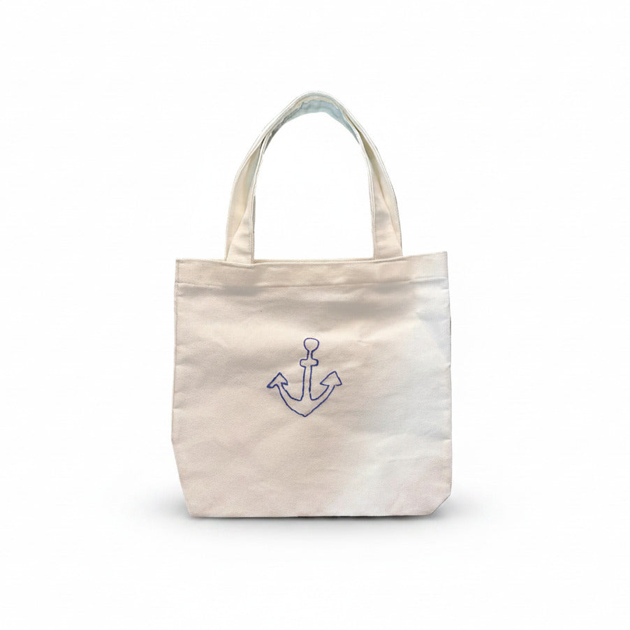 Small Tote Bag White Anchor