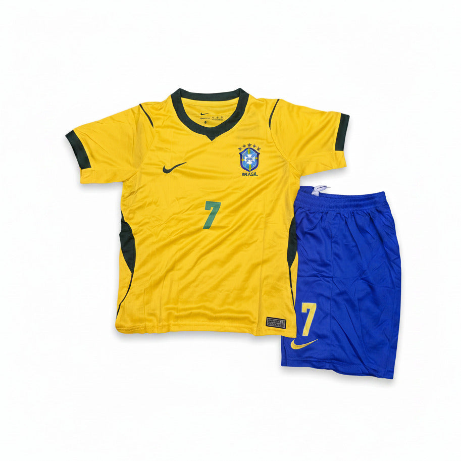 Football Uniform Brazil 7 Kids Yellow