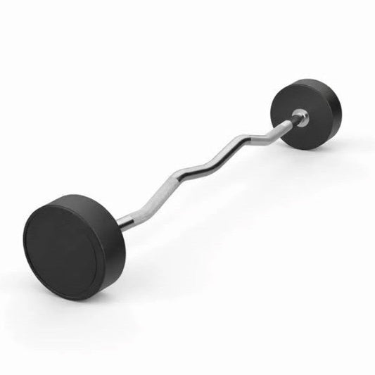 Fixed Rubber EZ Curl Barbell 55kg