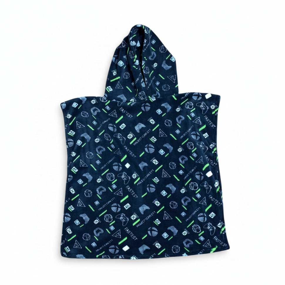 Poncho Furr Fleece Games Grey