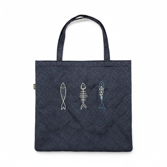 Tote Bag Dark Blue Three Fishes