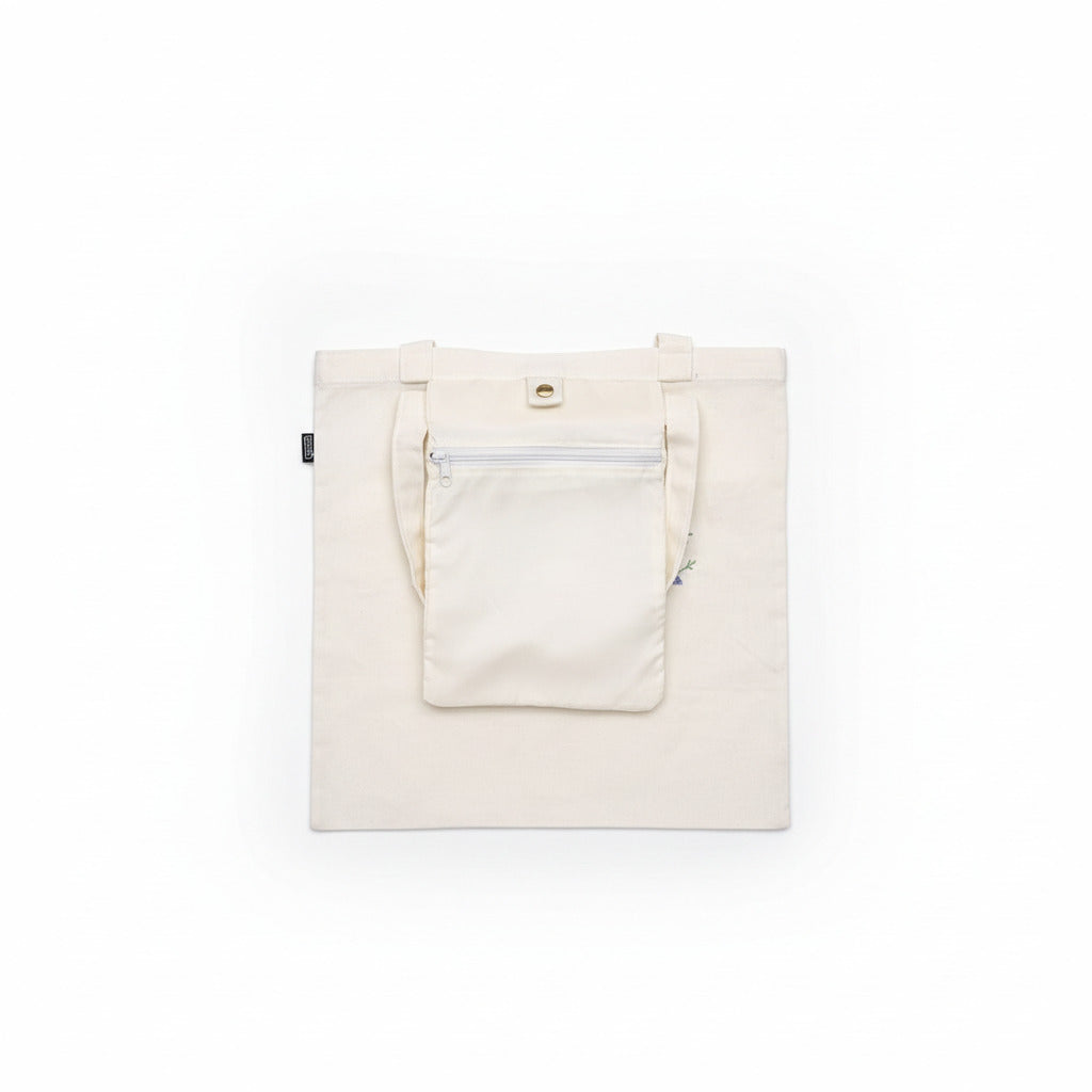 Tote Bag Beige Four Flowers