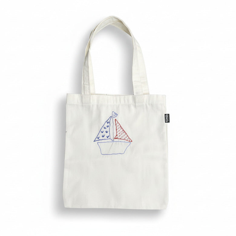 Small Tote Bag White Boat