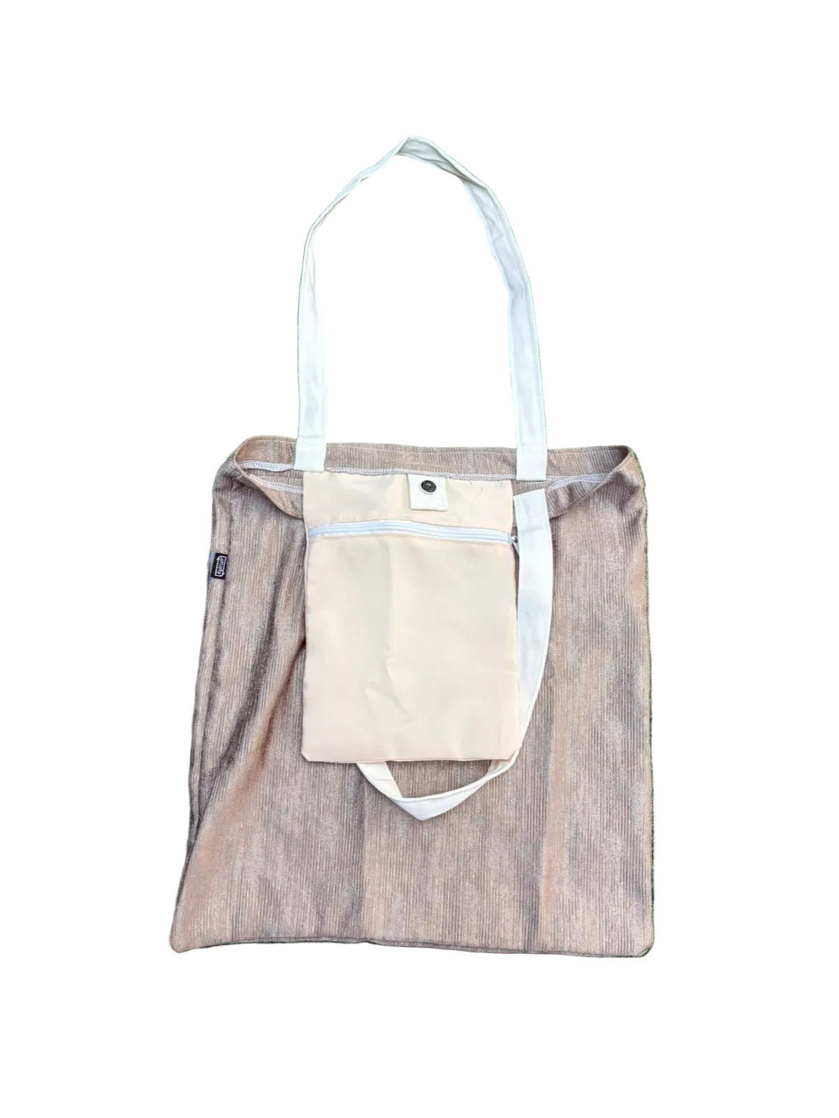 Tote Bag Light Gold 8 Flowers Embroidered