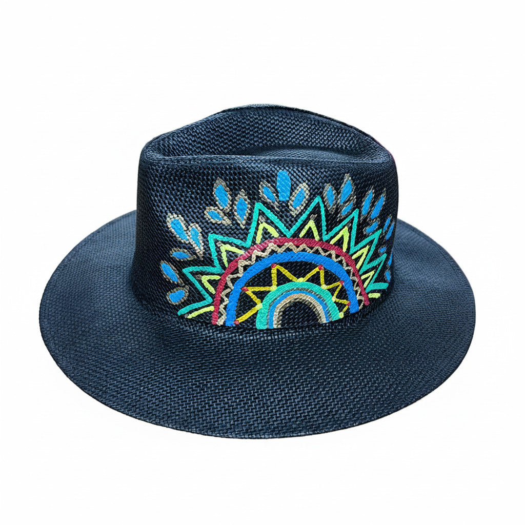 Mexican Artisanal Hand-Painted Mandala Fedora Hat