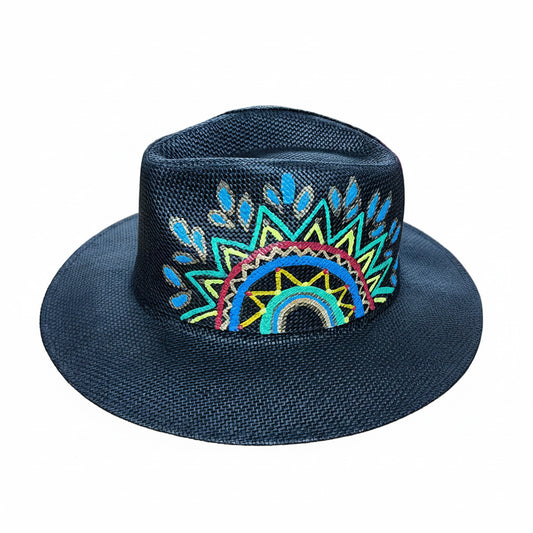 Mexican Artisanal Hand-Painted Mandala Fedora Hat