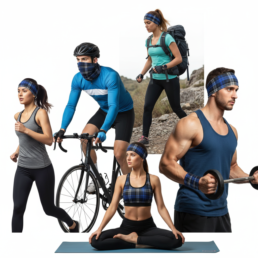 Functional Headgear - Coton Lycra Carreau Blue/Black