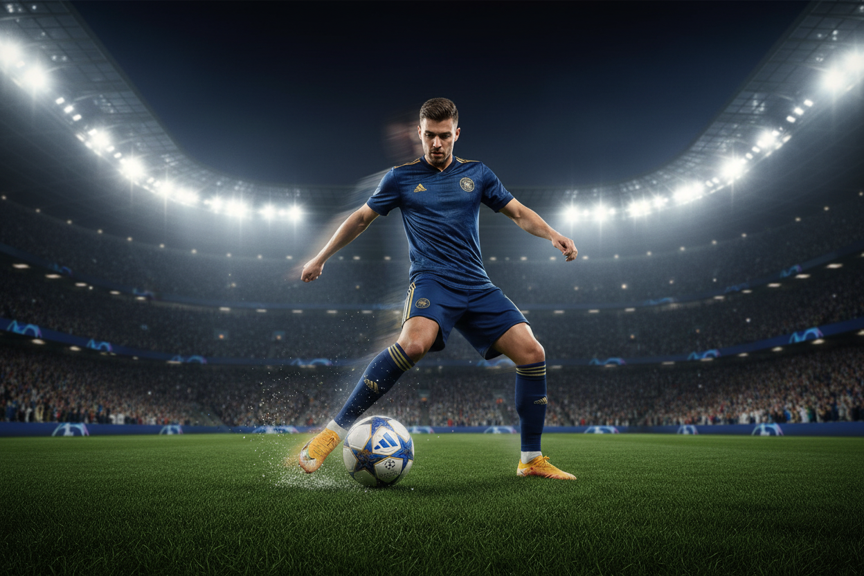 Adidas UCL Pro Blue Gold Ball Lifestyle Photo