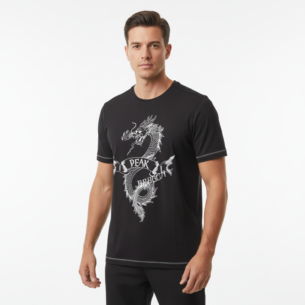 Adult Male Wearing Dragon Peak T-Shirt Studio