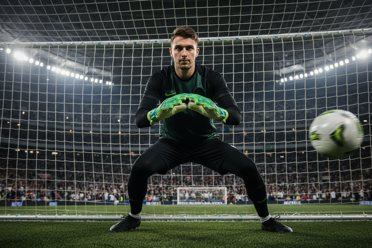 Adult wearing Nike goalkeeper gloves