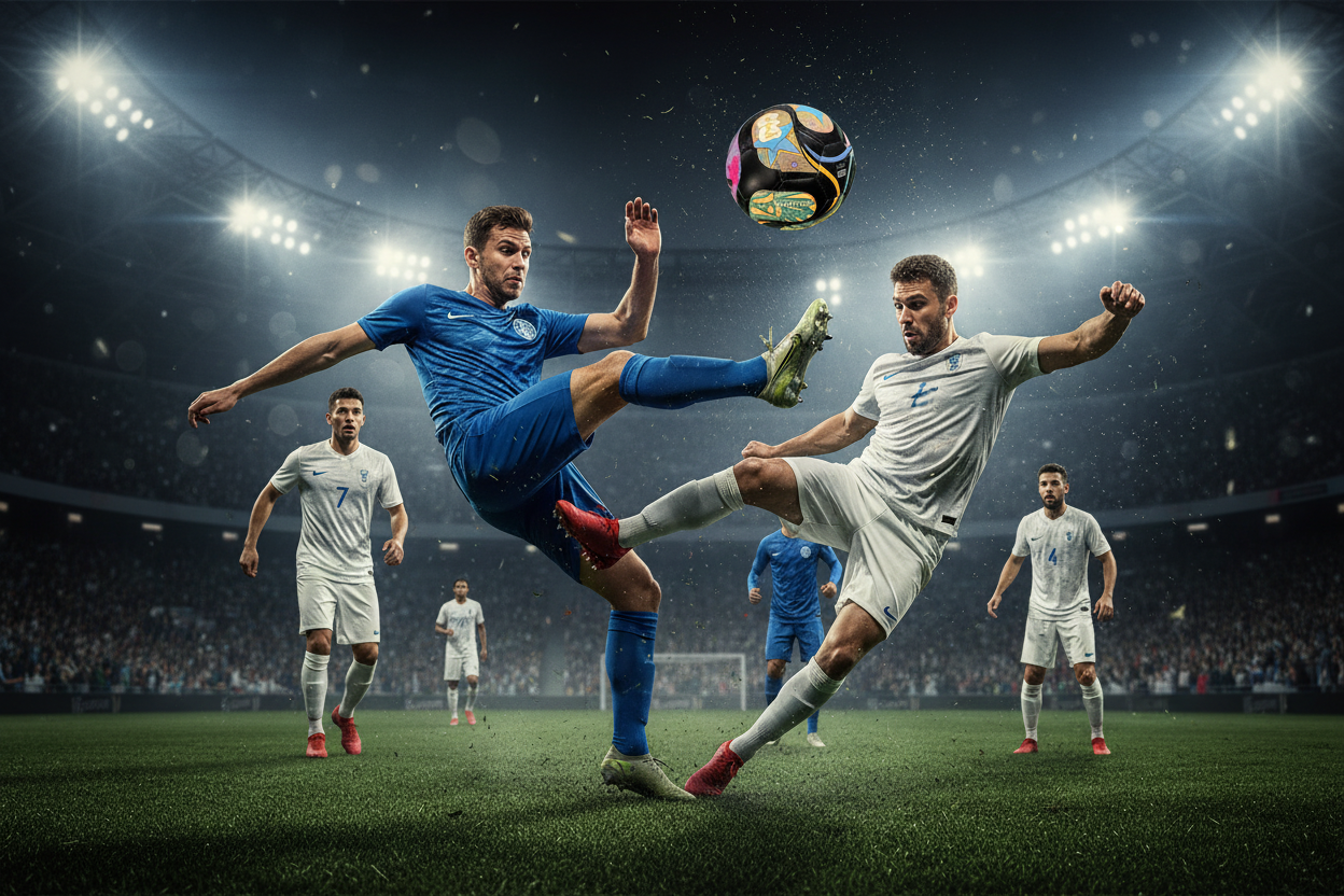 Adults playing football with FIFA Trionda ball