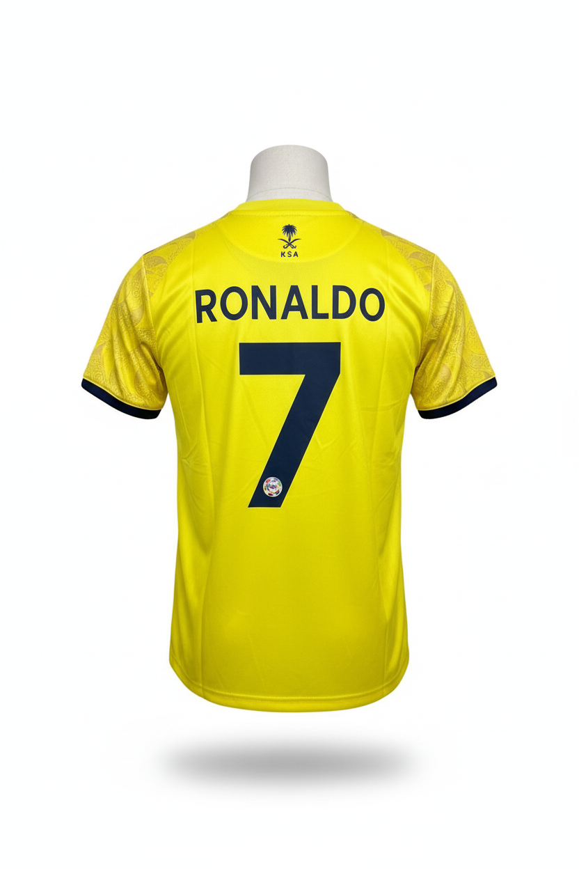 Al Nassr Ronaldo #7 Jersey – Back View Ghost Mannequin