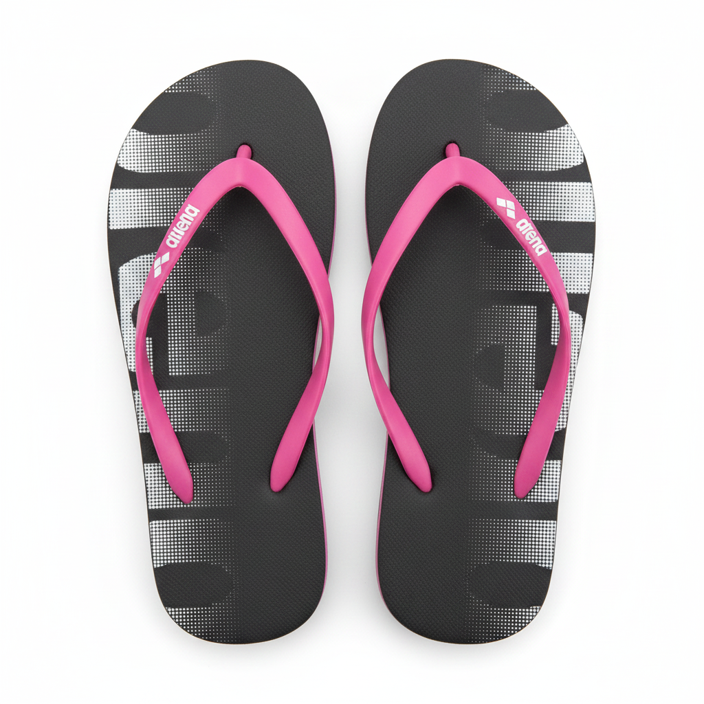 Arena Black & Pink Flip Flops – White Background
