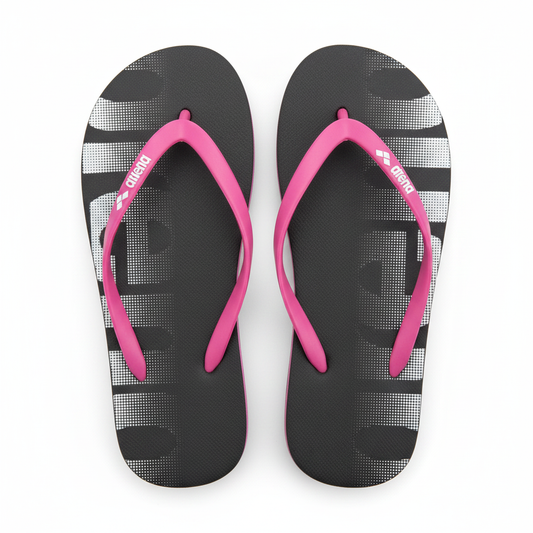 Arena Black & Pink Flip Flops – White Background