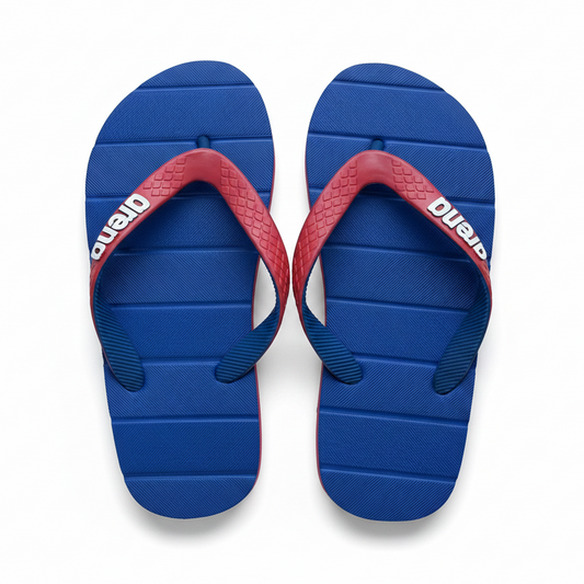 Arena Blue & Red Flip Flops – White Background