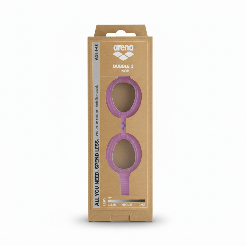 Arena Bubble 3 Junior pink goggles box white background