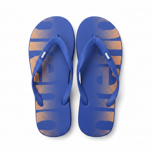 Arena Graphic Flip-Flops Blue/Orange – White Background