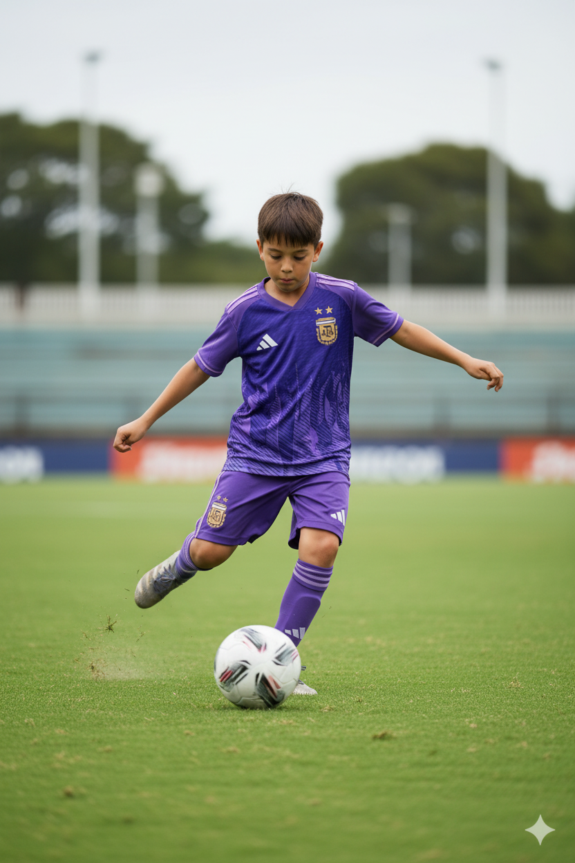 Argentina Away Kit Kid Playing Football