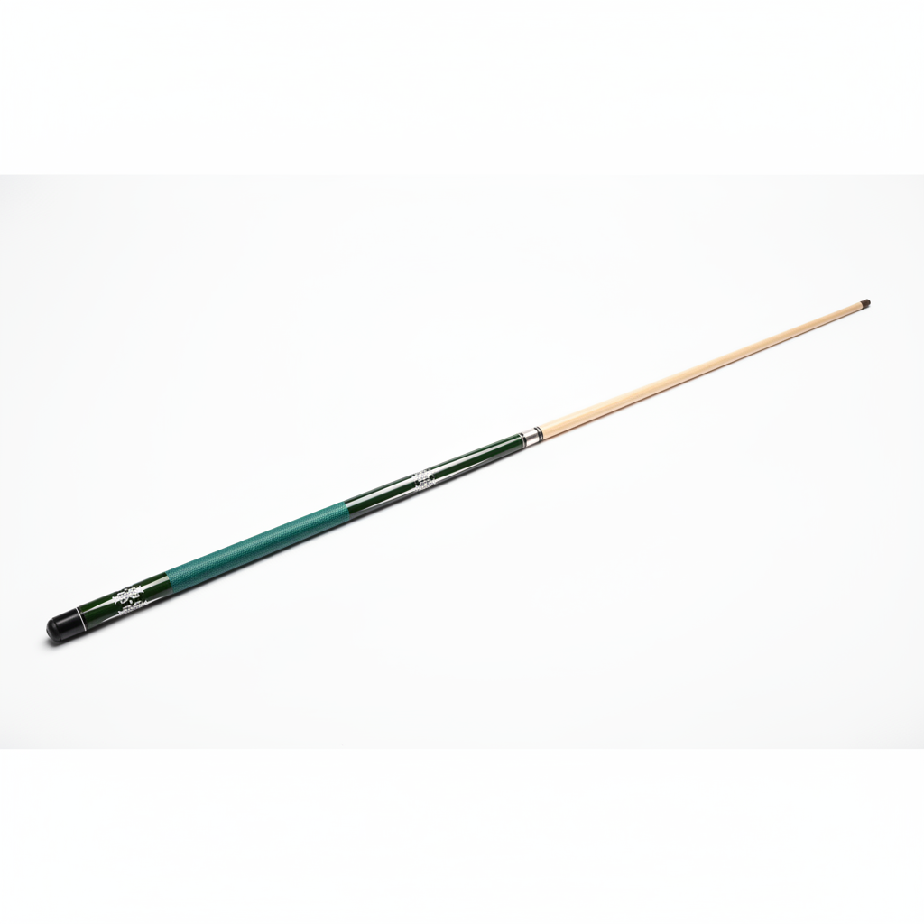 Assembled Green Billiard Cue White Background
