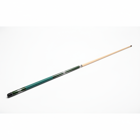 Assembled Green Billiard Cue White Background