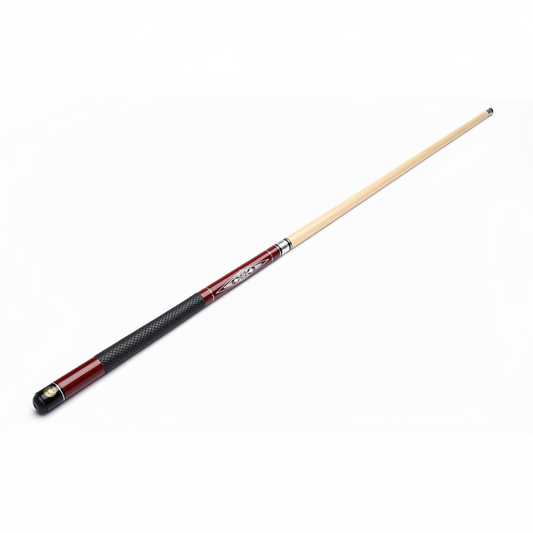 Assembled Red Billiard Cue White Background