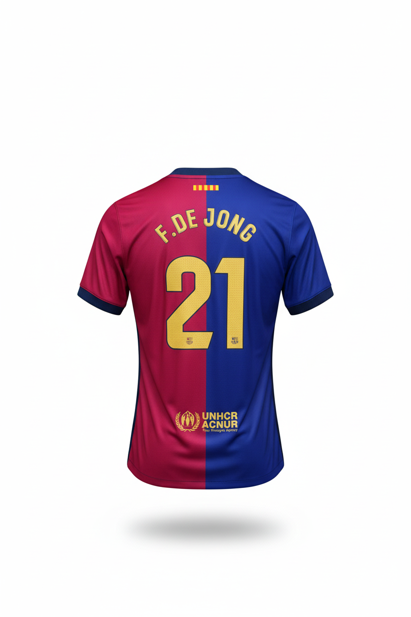 Barcelona F.DE JONG #21 Back - Ghost Mannequin White Background