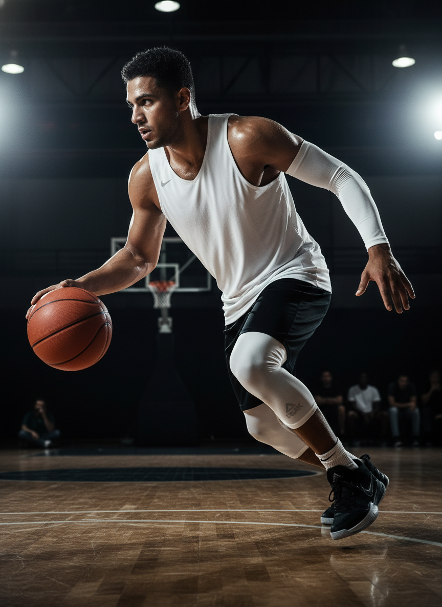 Basketball action shot