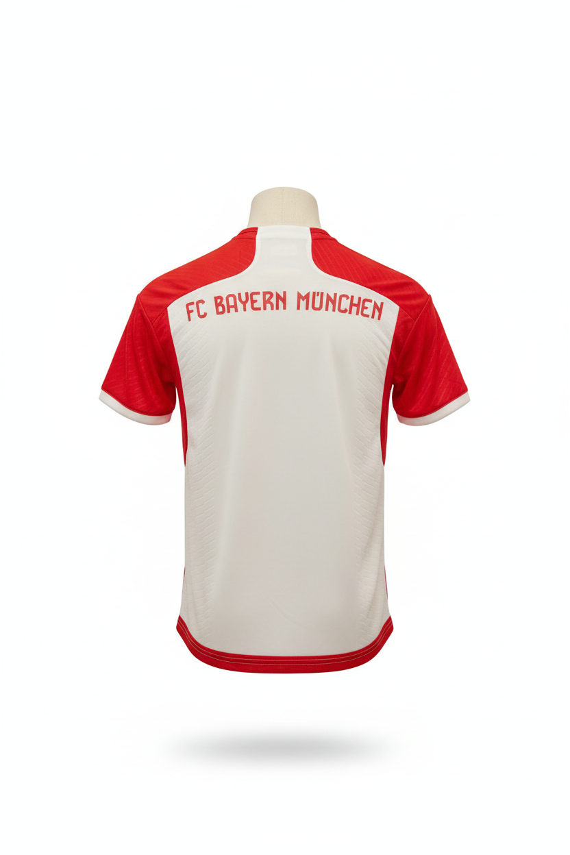 Bayern Munich Jersey – Back View Ghost Mannequin White Background