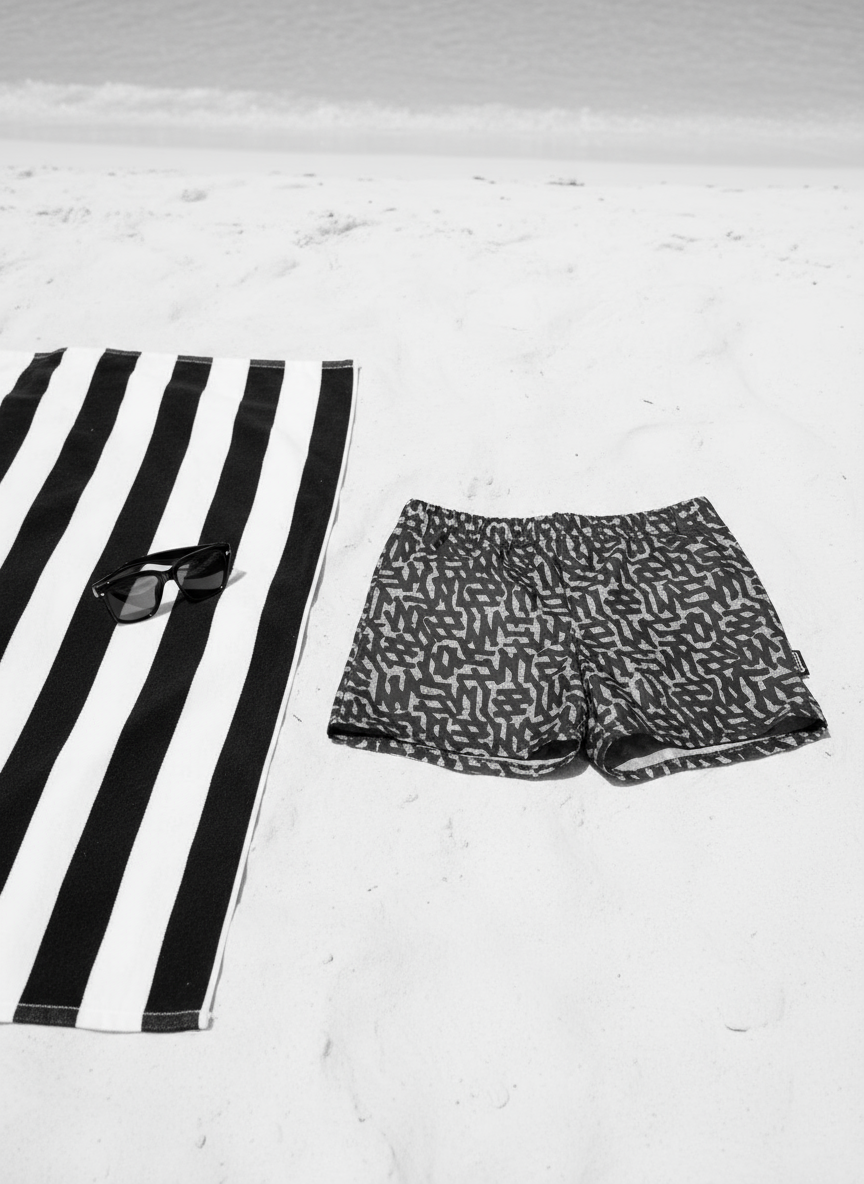 Boys swim short Pixels Grey