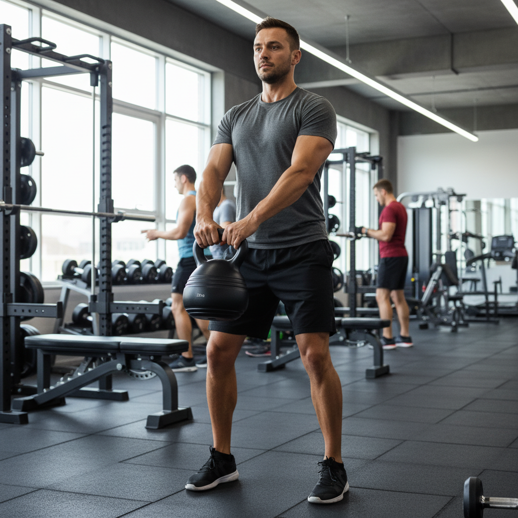 Black 20kg kettlebell gym lifestyle photo