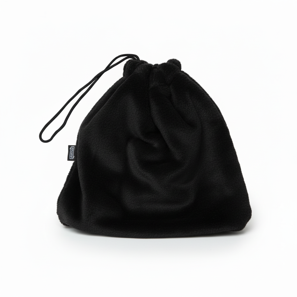 Black drawstring headgear