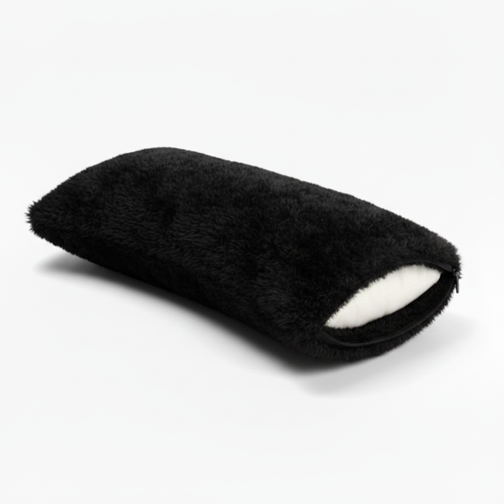 Black Fur Bone-Shaped Neck Support Pillow