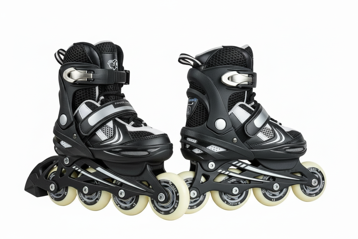 Black inline skates side angle